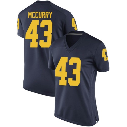 Jake McCurry Michigan Wolverines Women's NCAA #43 Navy Replica Brand Jordan College Stitched Football Jersey YVT5454NY